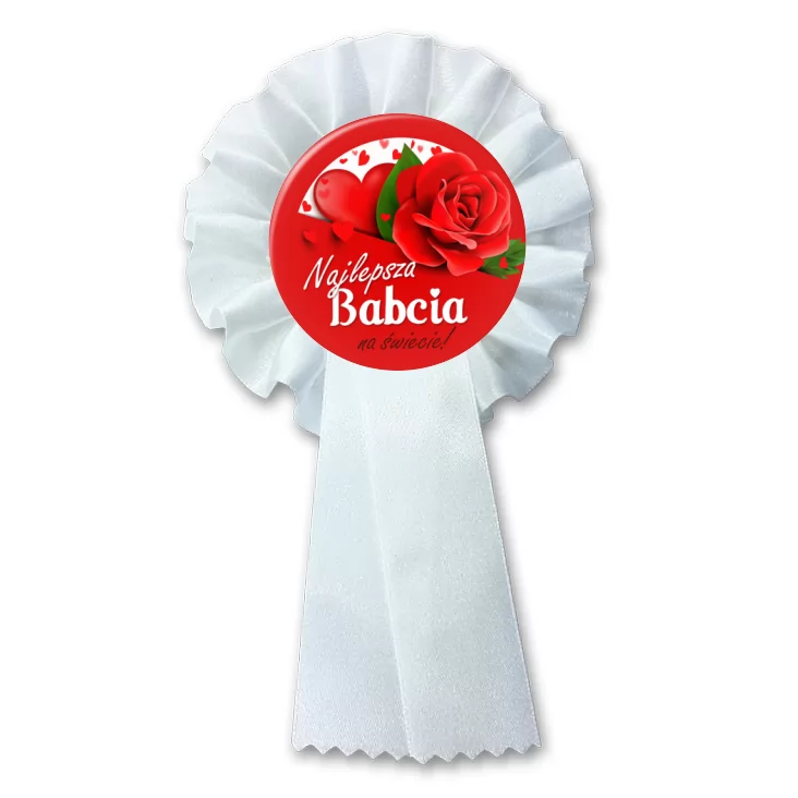 przypinka kotylion Dzień Babci - Najlepsza babcia z różami