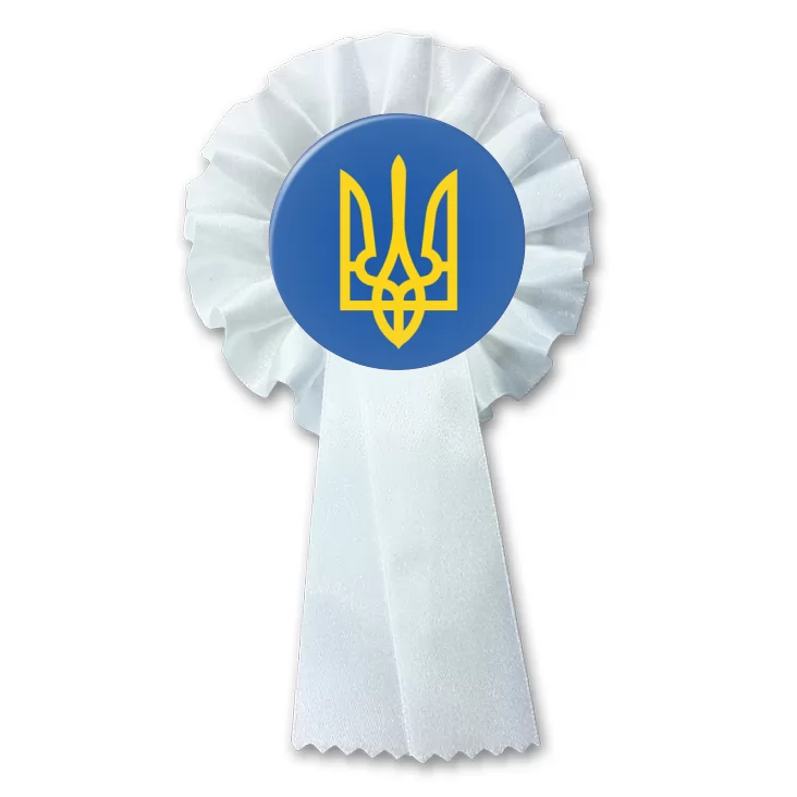 przypinka kotylion Herb Ukraina na niebieskim tle