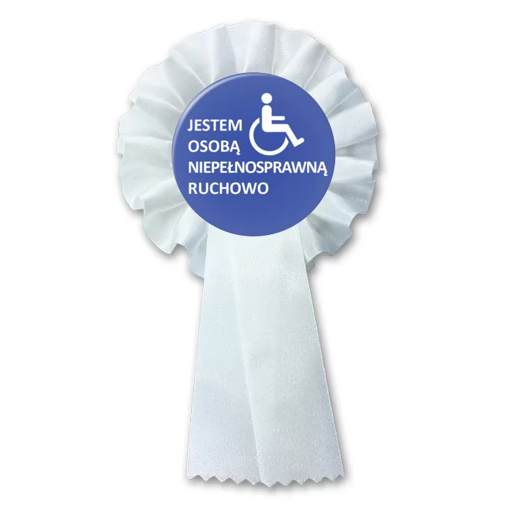 przypinka kotylion Jestem osobą niepełnosprawną ruchowo