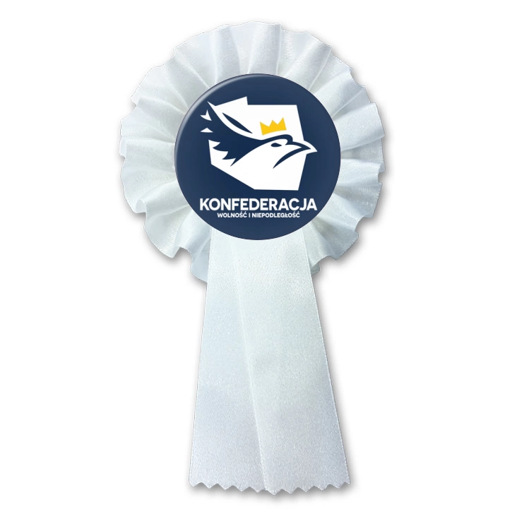 przypinka kotylion Konfederacja logo w inwersji