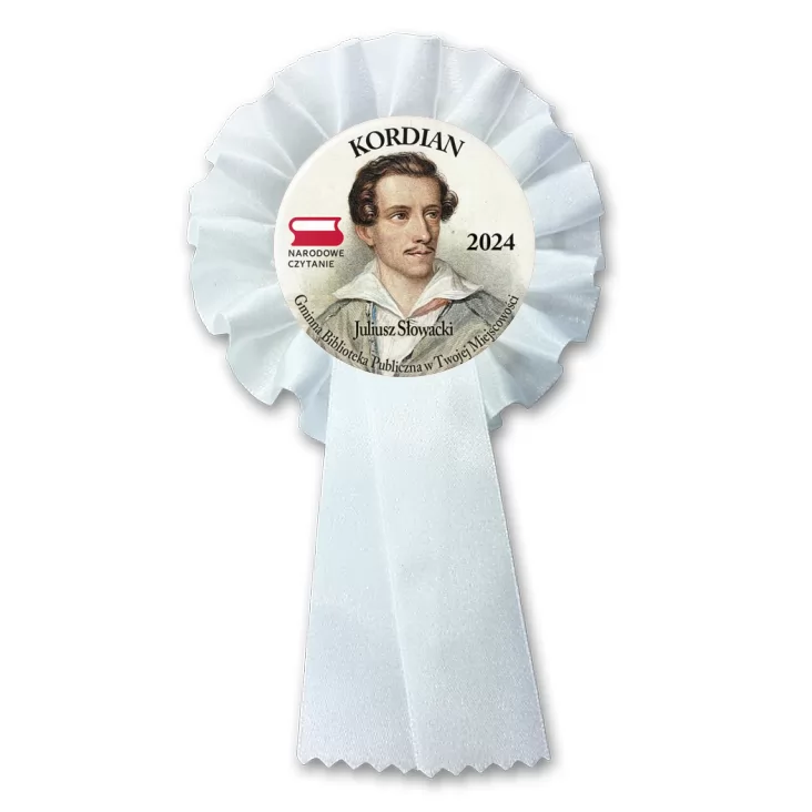 przypinka kotylion Kordian portret Słowackiego