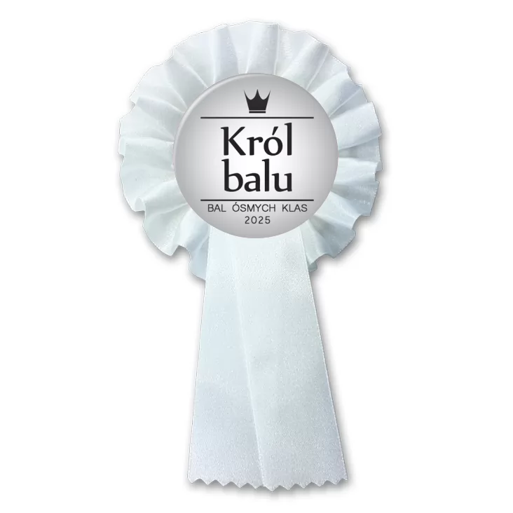 przypinka kotylion Król Balu Ósmych Klas szary