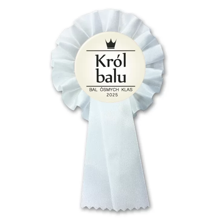 przypinka kotylion Król Balu z koroną Bal Ósmych Klas