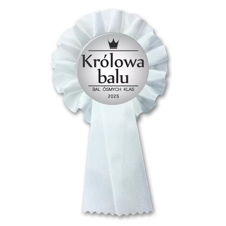 przypinka kotylion Królowa Balu Ósmych Klas szara