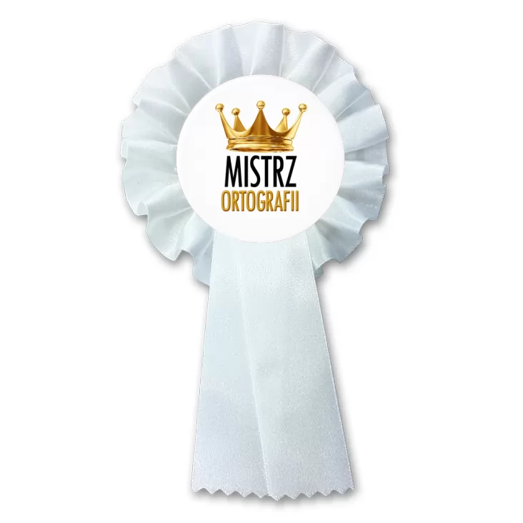 przypinka kotylion Mistrz Ortografii w koronie