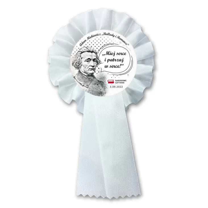 przypinka kotylion Narodowe Czytanie Adam Mickiewicz cytat