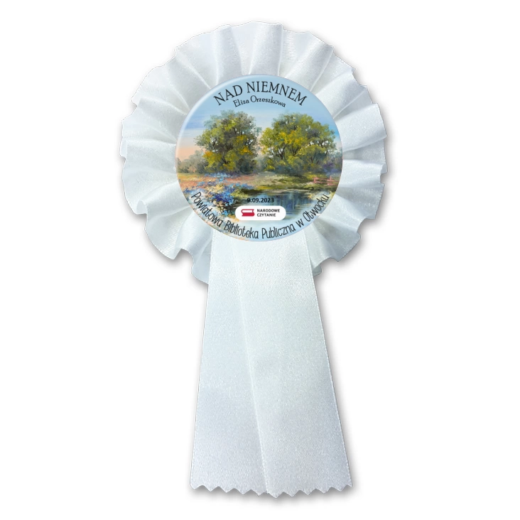 przypinka kotylion Narodowe Czytanie Eliza Orzeszkowa Biblioteka Otwock