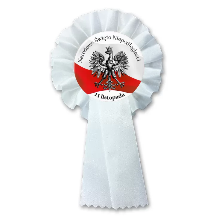 przypinka kotylion Narodowe Święto Niepodległości Orzeł na tle flagi