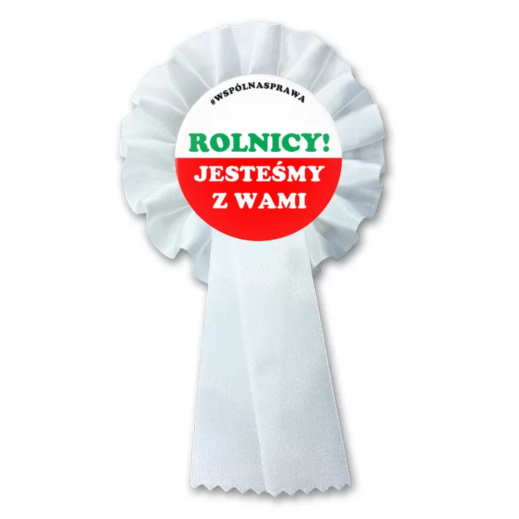 przypinka kotylion Rolnicy jesteśmy z Wami