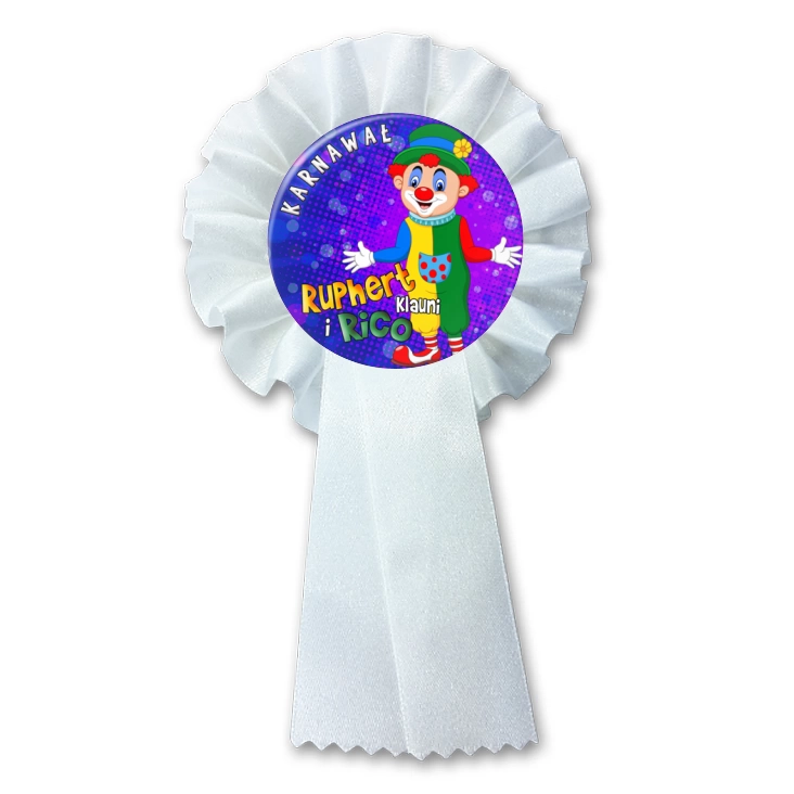 przypinka kotylion Ruphert i Rico Klauni Klaun na kole