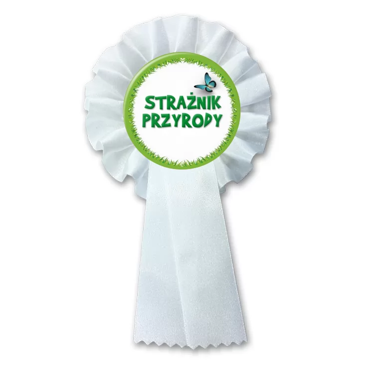 przypinka kotylion Strażnik Przyrody trawa z motylem