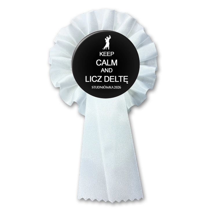 przypinka kotylion Studniówka keep calm i licz deltę czarna