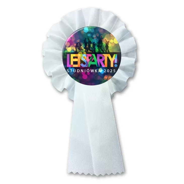 przypinka kotylion Studniówka kolorowe litery i światła disco