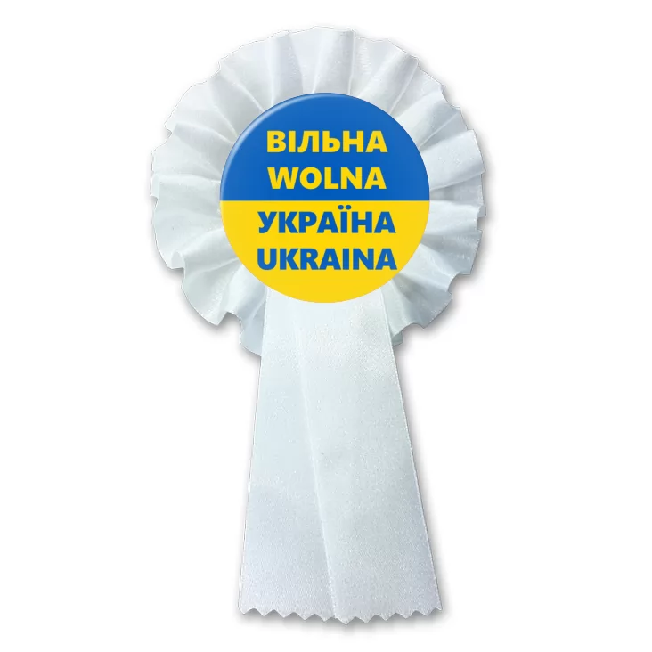 przypinka kotylion Wolna Ukraina dwujęzyczna