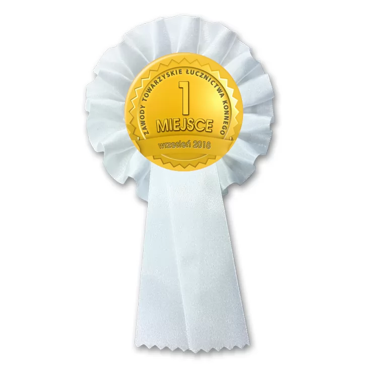 przypinka kotylion Zawody Towarzyskie Łucznictwa Konnego Złoty Medal