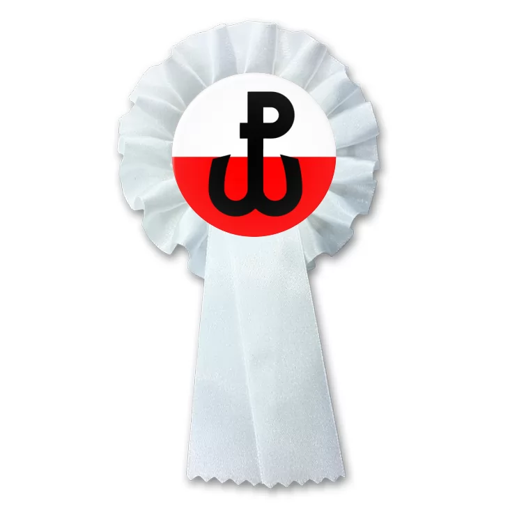 przypinka kotylion Znak Polska Walcząca na biało-czerwonym tle