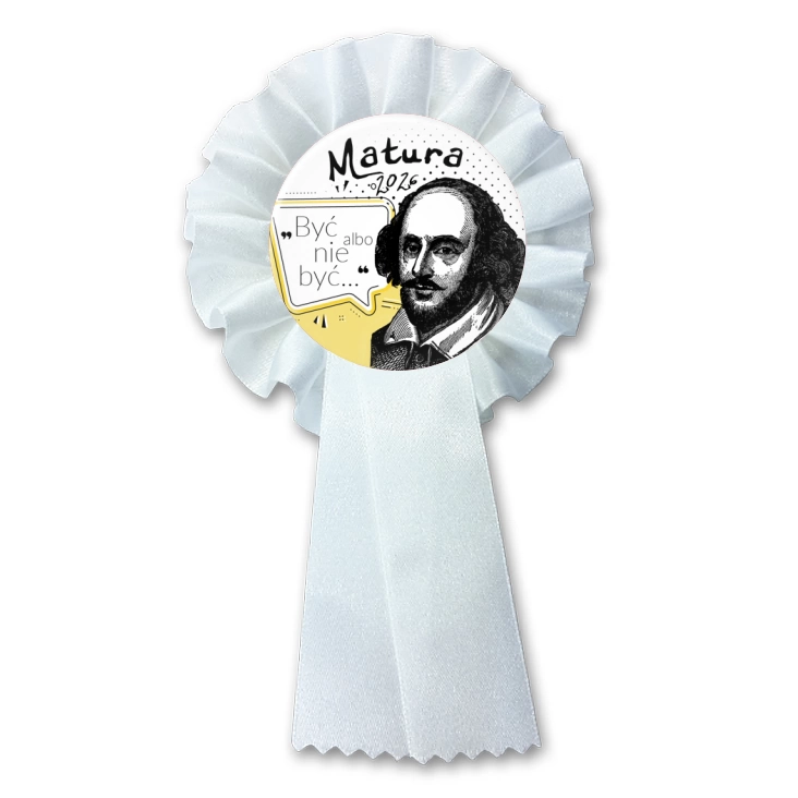 przypinka kotylion Matura z Williamem Shakespearem