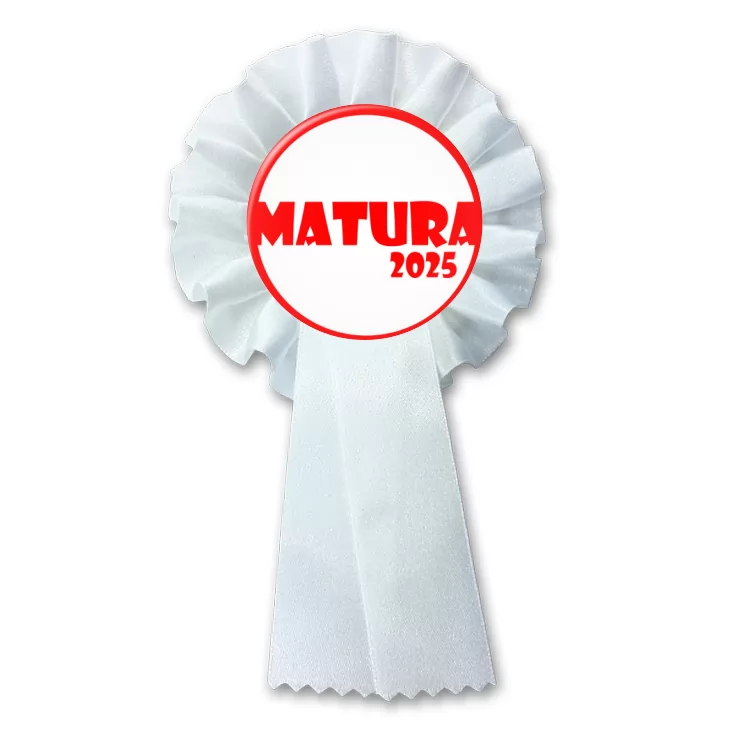 przypinka kotylion Matura czerwony napis