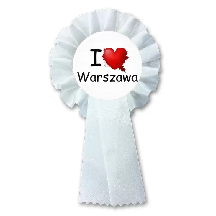 przypinka kotylion I love Warszawa