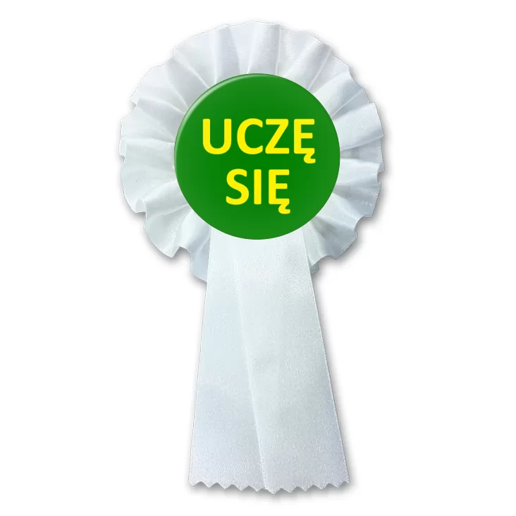 przypinka kotylion Uczę się napis