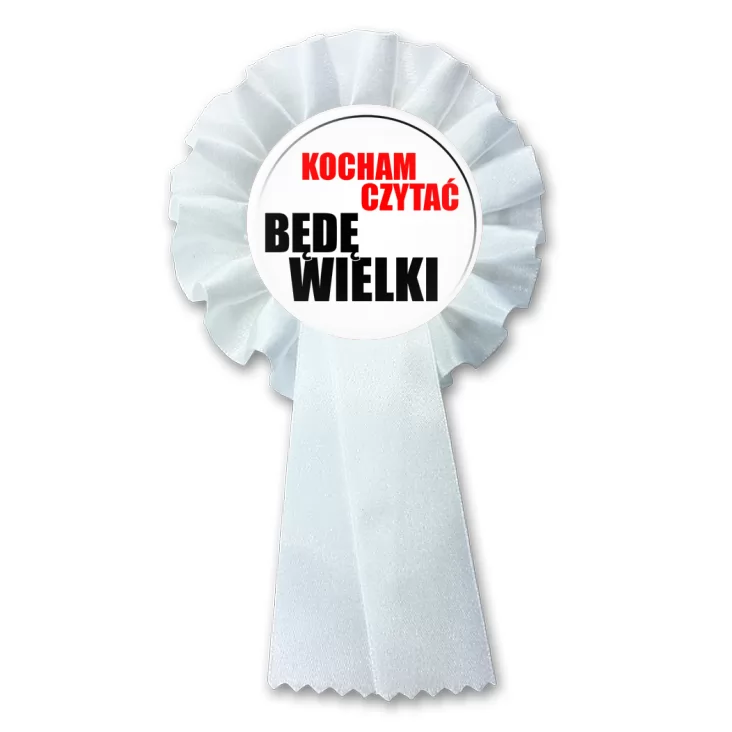 przypinka kotylion Kocham czytać - będę wielki