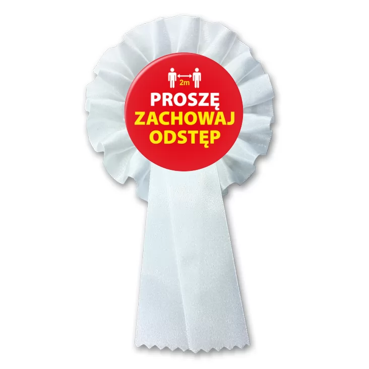 przypinka kotylion Zachowaj odstęp proszę