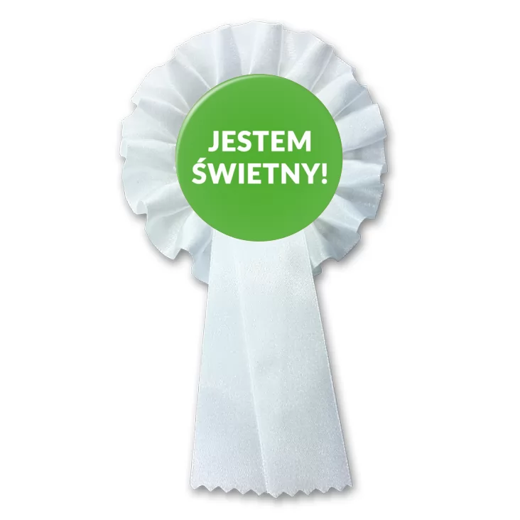 przypinka kotylion Jestem Świetny!