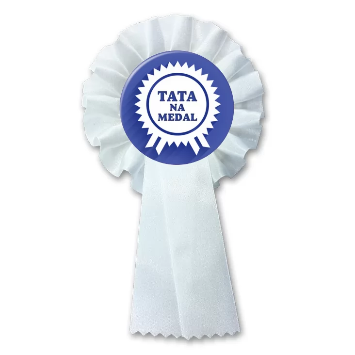 przypinka kotylion Tata na medal z rozetą