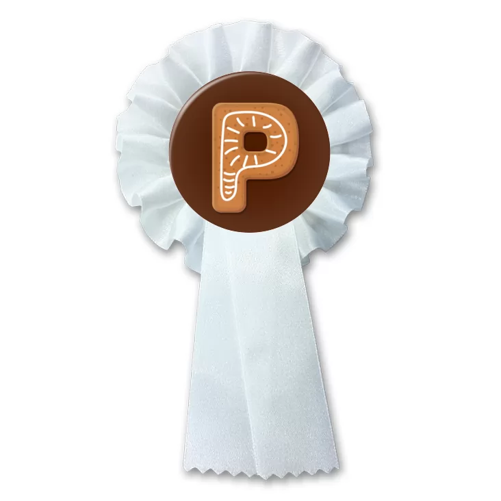 przypinka kotylion Piernikowa litera P
