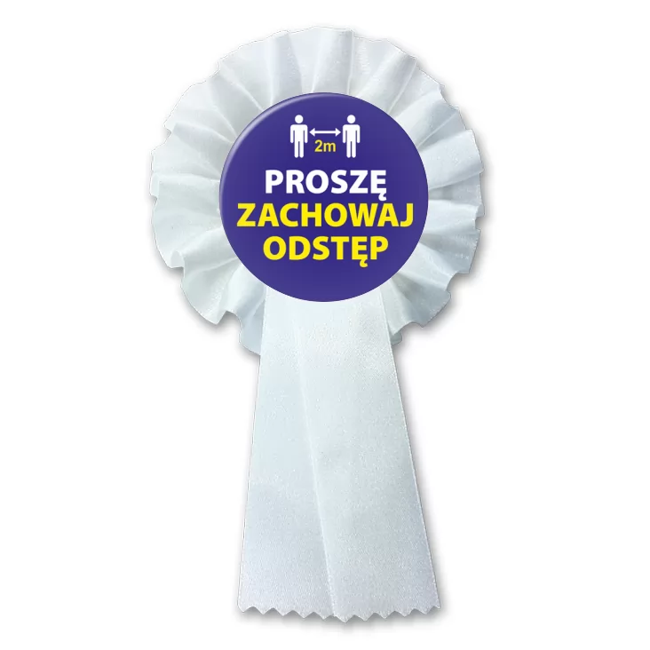 przypinka kotylion Proszę zachowaj odstęp