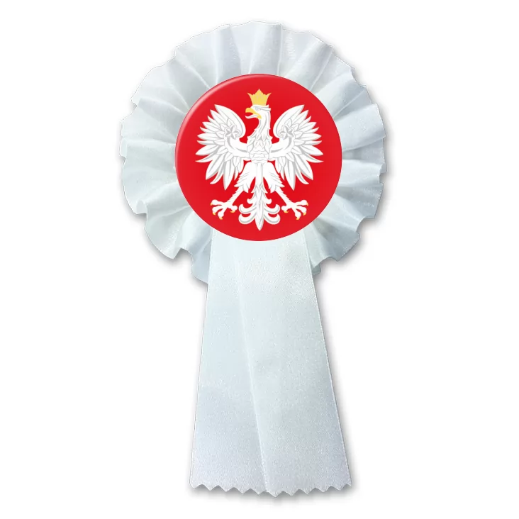 przypinka kotylion Orzeł na czerwonym tle