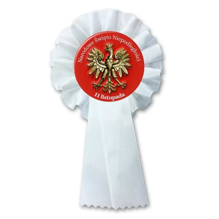 przypinka kotylion Narodowe Święto Niepodległości złoty orzeł na czerwonym polu
