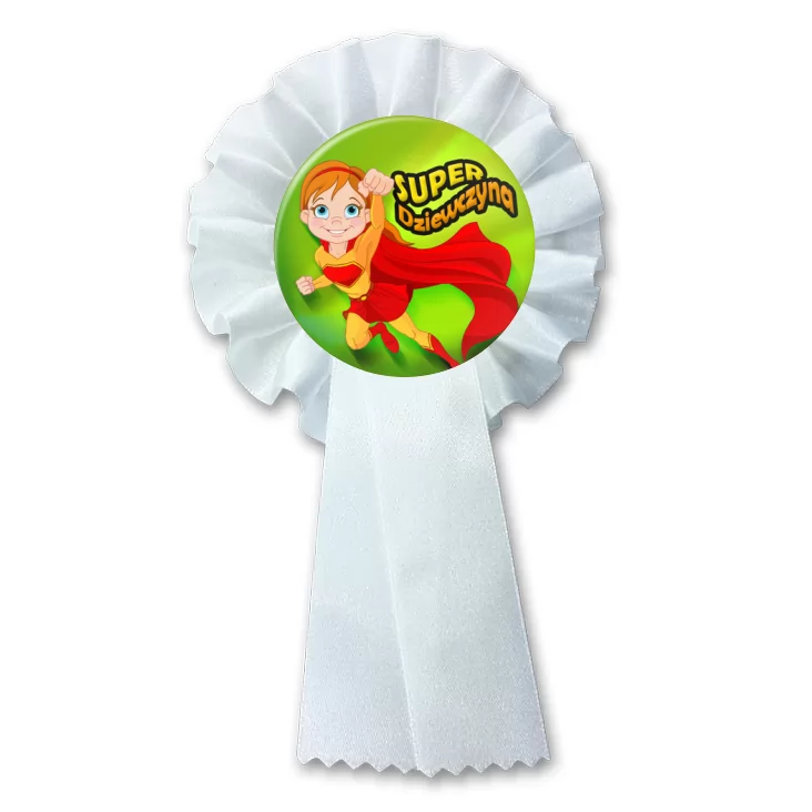 przypinka kotylion Super Dziewczyna Supermanka na zielonym tle
