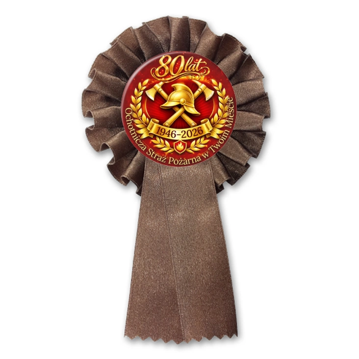 przypinka kotylion 80 lat Ochotnicza Straż Pożarna w Twoim Mieście