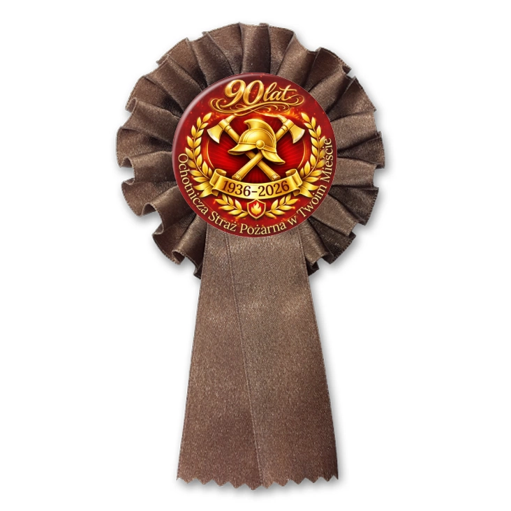 przypinka kotylion 90 lat Ochotnicza Straż Pożarna w Twoim Mieście