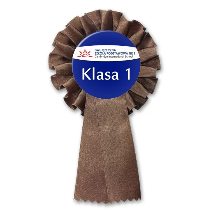 przypinka kotylion Dwujęzyczna Szkoła Ponstawowa nr 1 - klasa 1