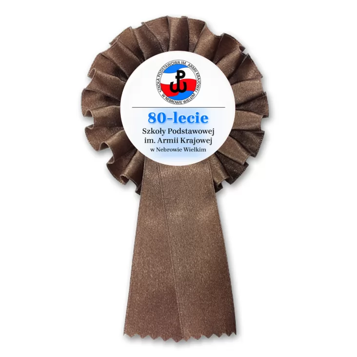 przypinka kotylion Jubileusz 80-lecia SP im. Armii Krajowej w Nebrowie Wielkim