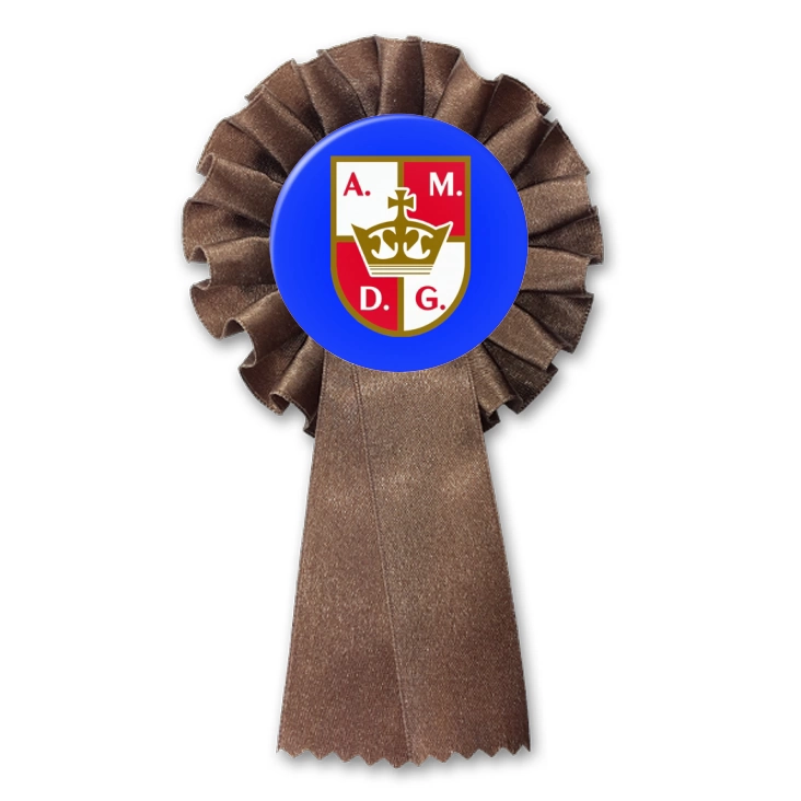 przypinka kotylion Konfederacja Korony Polskiej sygnaturka na niebieskim tle