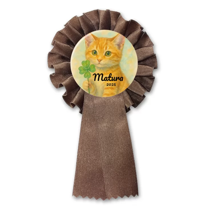 przypinka kotylion Matura z z rudym kotem