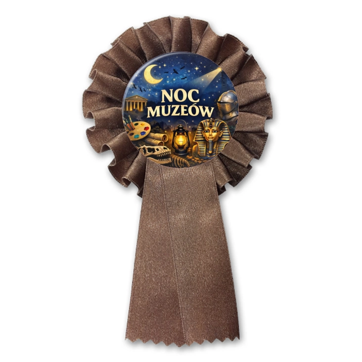 przypinka kotylion Noc Muzeów - Kleopatra i zbroja