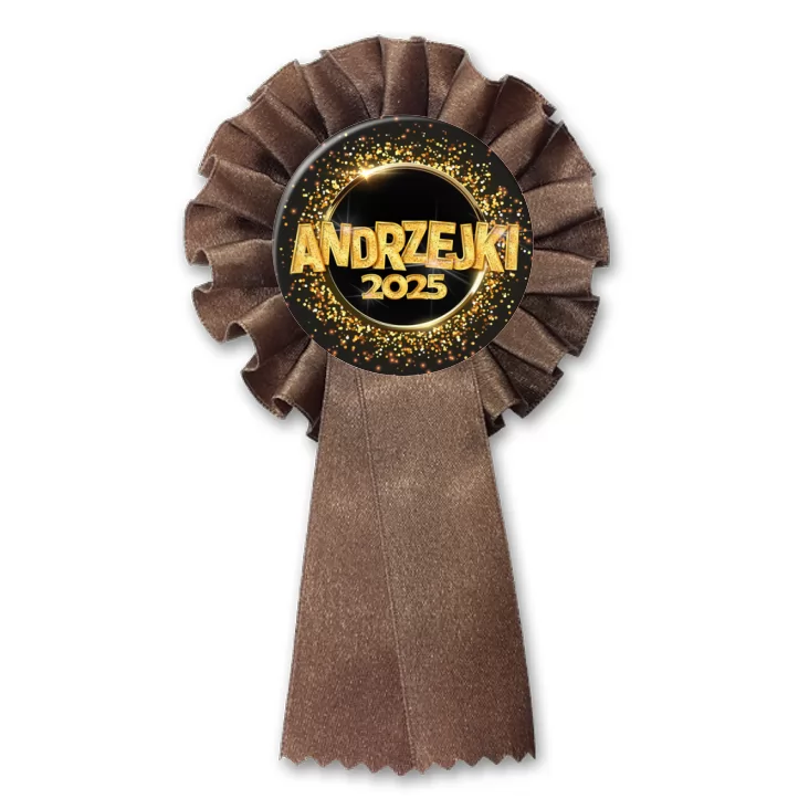 przypinka kotylion Andrzejki złoty napis