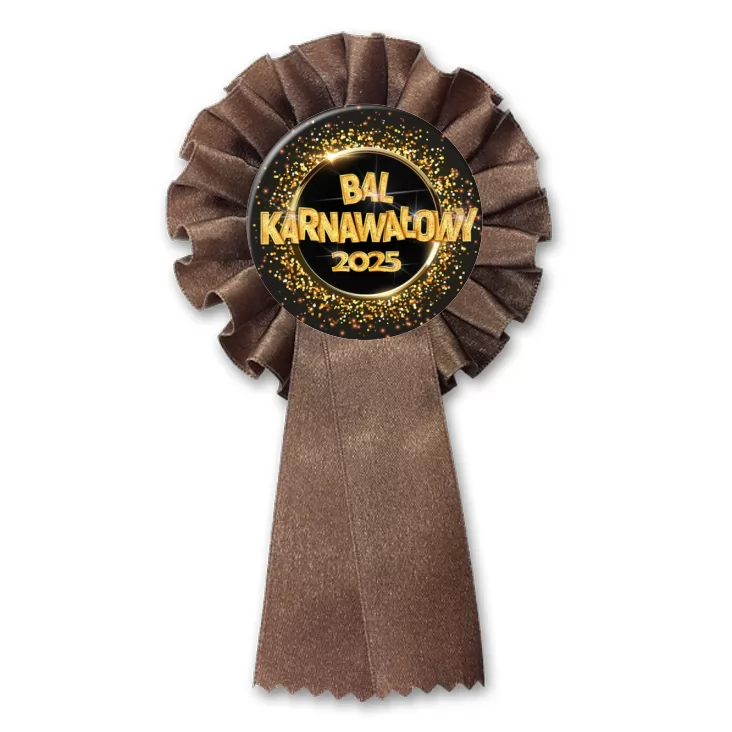 przypinka kotylion Bal Karnawałowy złoty napis