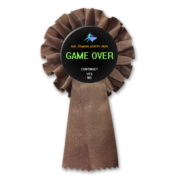przypinka kotylion Bal Ósmoklasisty game over continue yes no