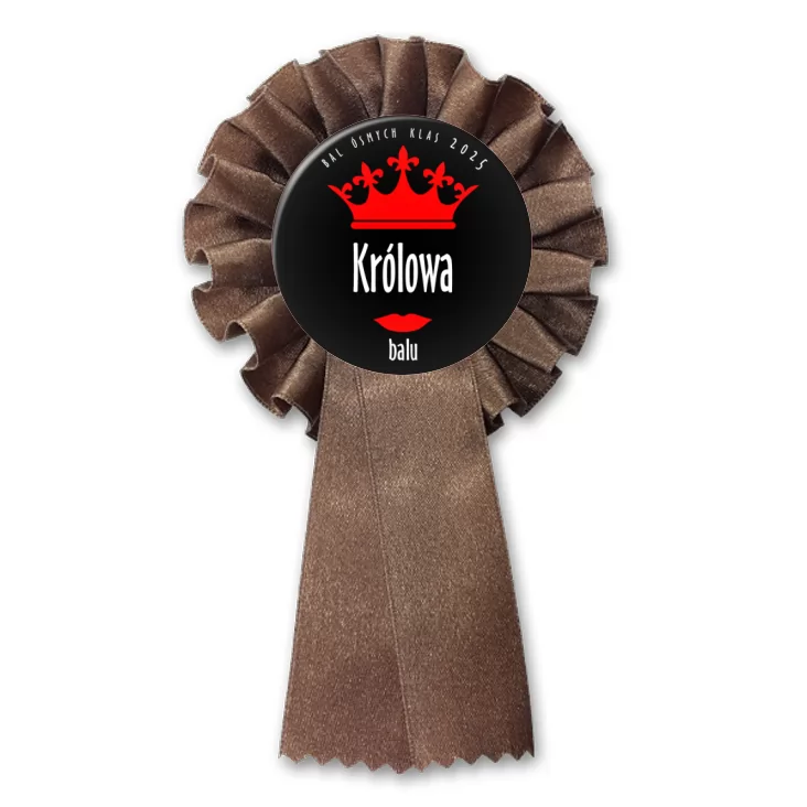 przypinka kotylion Bal Ósmych Klas czarna królowa balu