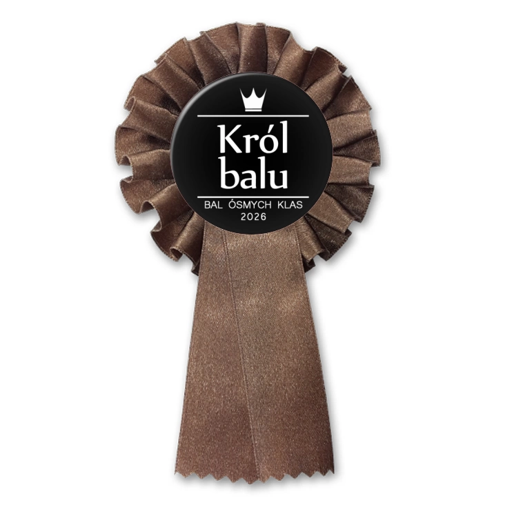 przypinka kotylion Bal Ósmych Klas z koroną król balu