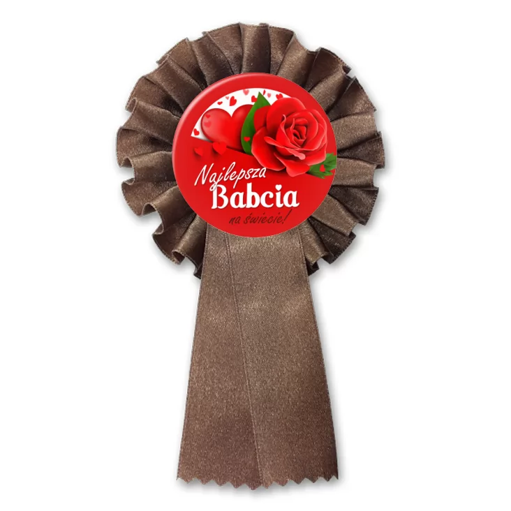 przypinka kotylion Dzień Babci - Najlepsza babcia z różami