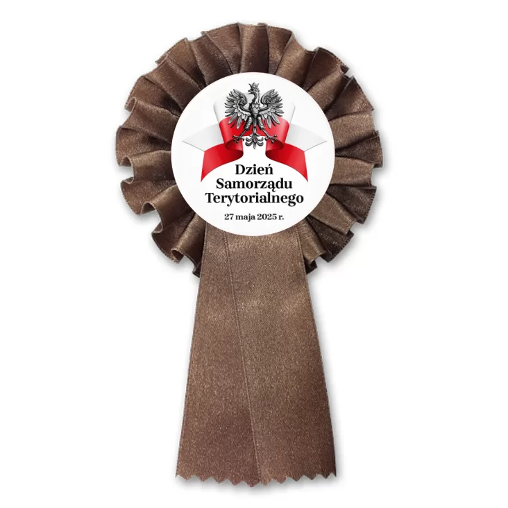 przypinka kotylion Dzień Samorządu Terytorialnego na białym tle