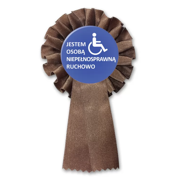 przypinka kotylion Jestem osobą niepełnosprawną ruchowo