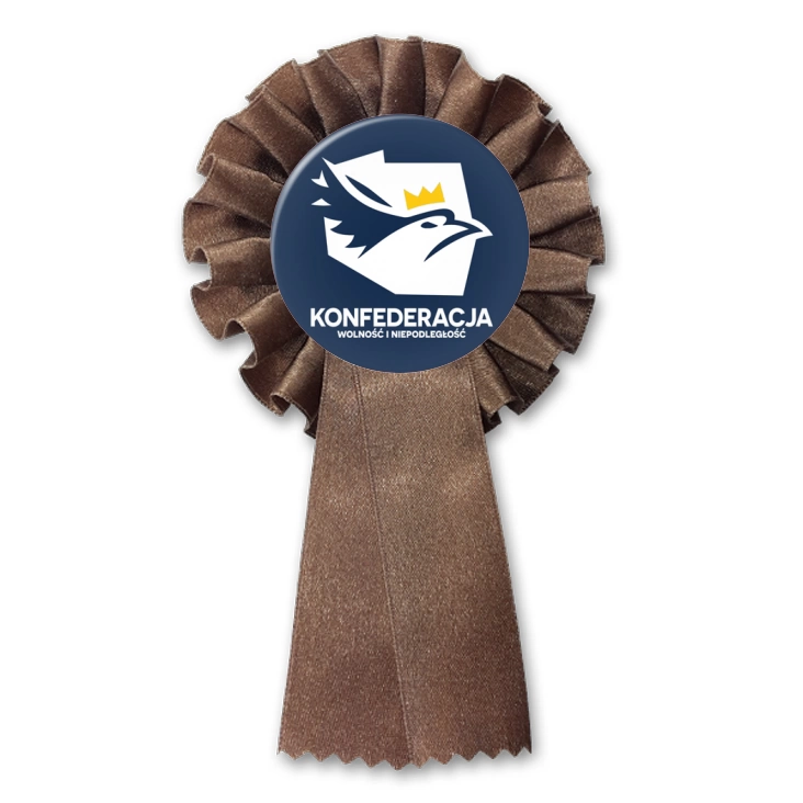 przypinka kotylion Konfederacja logo w inwersji