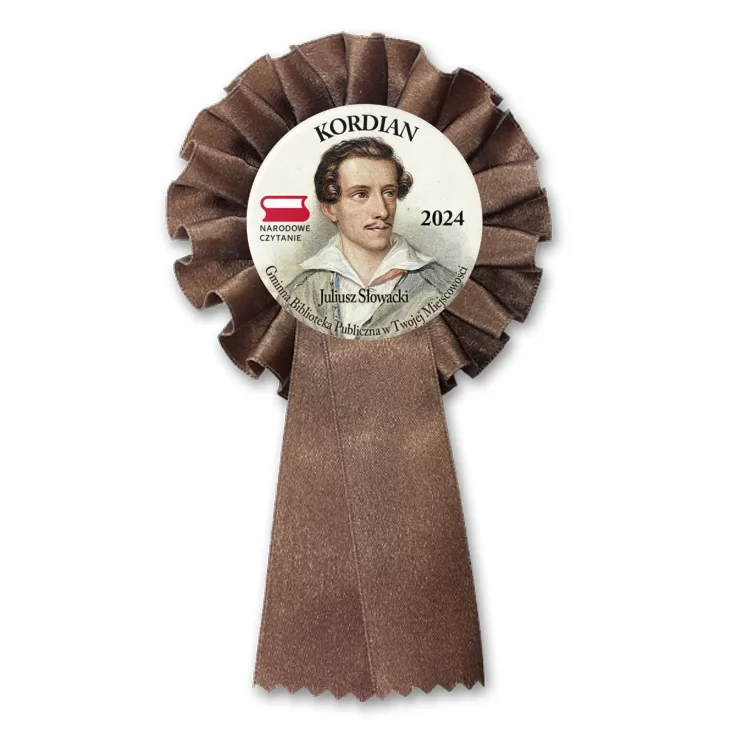 przypinka kotylion Kordian portret Słowackiego